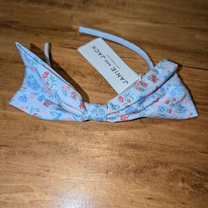 Janie and Jack Light Blue Floral Bow Headband with Red and Pink Accents